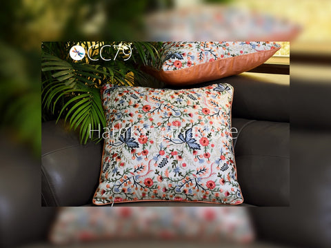 Embroidered Pure Dupioni Silk Cushion Cover Handmade Silk Throw Pillow Cover Decorative Home Decor House Warming Bridal Shower Wedding Gift