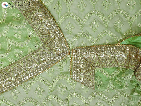 Mint Embroidered Dupatta Chikankari Georgette Dupatta with sequins border, unique vintage dupatta, Casual Wear Stole For Women