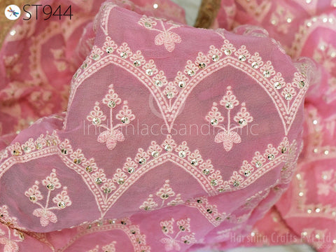 Embroidered Pink Dupatta in Georgette Fabric 2.4 Yard long, Embroidered Dupatta, Christmas Gifts