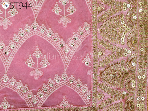 Chikankari Georgette Chunni Gift for Women Bride Veil Lehenga Embroidery Festival Punjabi Dress Wedding 2.4 Yard