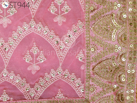 Chikankari Georgette Chunni Gift for Women Bride Veil Lehenga Embroidery Festival Punjabi Dress Wedding 2.4 Yard