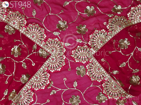 Magenta Georgette Dupatta with sequin and Gota Patti work 2.5 Yard, Haldi Wear Dupatta, Exclusive Dupatta
