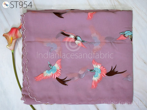 Women Indian Parsi Gara Dupatta Embroidered Dupatta Wedding Georgette Long Dupatta Chuni Bridal Veil Lehenga Embroidery Stoles