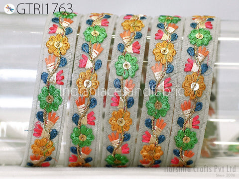9 Yard Embroidered 25 mm Tulle Fabric Trim Embellishment Gift Wrapping Ribbon Sewing DIY Crafting Border Indian Embroidery Lace Home Decor