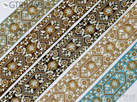 9 Yard Indian Embroidered 6cm Fabric Trim Sewing Drapery Embellish Saree Tape Decorative Ribbon DIY Crafting Sewing Beach Bags Sari Border