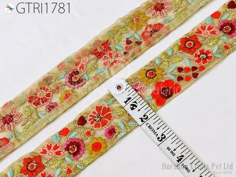 9 Yard Indian 5 Cm Embroidered Embellishment Fabric Trim Saree Ribbon Sewing Crafting Embroidery Border Wedding Dress Cushion Covers