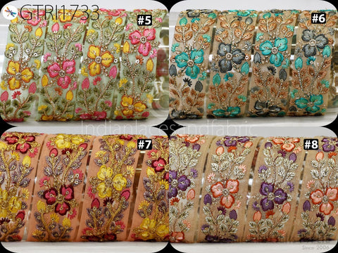 9 Yard Embroidered Fabric 3 CM Trim Embellishment Sari Ribbons Sewing DIY Crafting Border Indian Embroidery Trimmings Cushions Home Decor