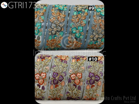 9 Yard Embroidered Fabric 3 CM Trim Embellishment Sari Ribbons Sewing DIY Crafting Border Indian Embroidery Trimmings Cushions Home Decor