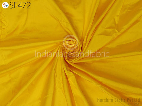 Yellow Color Indian Mulberry Silk Fabric by the yard, Pure Silk For Hair Bands, Clothing Accessories Silk, Cocktail Dresses Silk Fabric