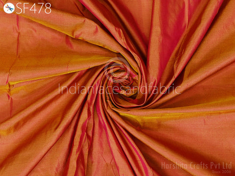 Iridescent Indian Pure Silk Fabric by the yard Magenta Yellow Soft Silk, Skirts Making Pure Silk, Hair Bands Making Silk