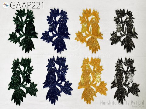 four colors Beaded Appliques Patch Motif for Haute Couture Dresses Prom Gown Indian Handcrafted Sewing Accessories