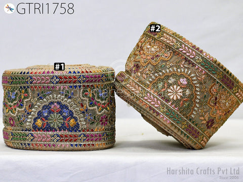 3 Yard Indian 10CM Embroidered Fabric Trim Sari Border Cushions Crafting Wedding Saree Sewing Embroidery Dress Embellishment Costume Ribbon