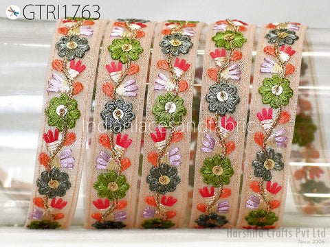 9 Yard Embroidered 25 mm Tulle Fabric Trim Embellishment Gift Wrapping Ribbon Sewing DIY Crafting Border Indian Embroidery Lace Home Decor