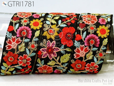 9 Yard Indian 5 Cm Embroidered Embellishment Fabric Trim Saree Ribbon Sewing Crafting Embroidery Border Wedding Dress Cushion Covers
