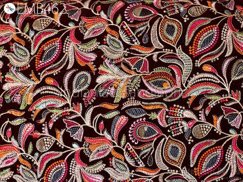 Sequins Work, Gold Sequins, Floral Embroidery Fabric, Embroidery Velvet, Floral Dresses, Sequins Fabric For Dresses