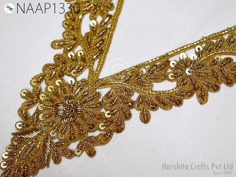 Exclusive Zardozi embroidered Neckline Patches, Floral Zari Patches, Bridal Appliques,Sequins Appliques, Blouse Back Patche