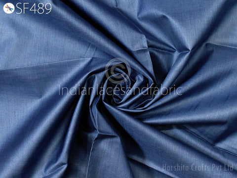 Light Blue Pure Tussar Silk Fabric by the yard Indian Plain Raw Silk Wild Natural Handmade Fabric Peace Silk Tussah Wedding Dress Material