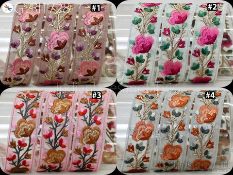 9 Yard Embroidered Fabric 35mm Trim Embellishment Sari Ribbons Sewing DIY Crafting Border Indian Embroidery Trimmings Cushions Laces