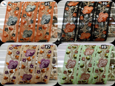 9 Yard Embroidered Fabric 35mm Trim Embellishment Sari Ribbons Sewing DIY Crafting Border Indian Embroidery Trimmings Cushions Laces