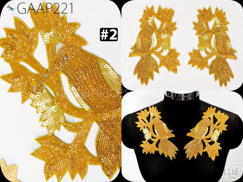 Sequins Decorated Appliques, Golden Decorative Wedding Dress  Patches, Patches For Dress, Yellow Patches, Wedding Dress Neckline, Decorative Patches