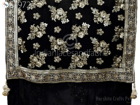 Women's Georgette dupatta with Gold Sequins 2.4 Yard, Festival Wear dupatta, Wedding stole, Bridal Dupatta