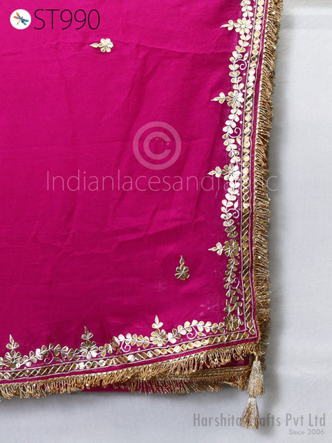 Magenta and Gold with Gotta Kiran embellishment, light weight Chiffon dupatta , Chiffon dupatta with beaded border
