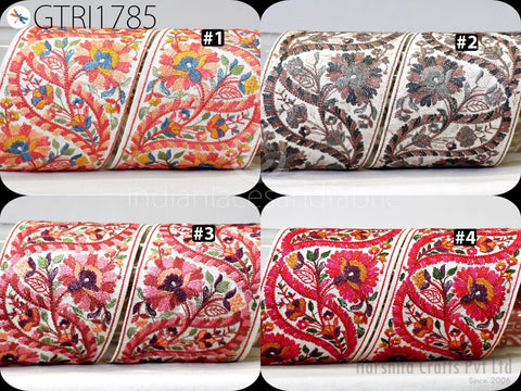 9 Yard Embroidered 85mm Trim Indian Sari Border DIY Crafting Fabric Saree Sewing Decorative Beach Bags Lehenga Trimmings Ribbons Home Decor