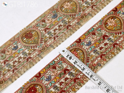 9 Yard Indian Embroidered 10cm Trim Embroidery Saree Ribbon Sewing Embellishment Costumes Accessories DIY Crafting Border Wedding Trimmings