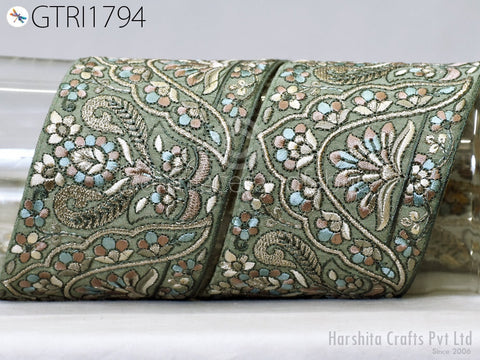 9 Yard Indian Decorative Embroidery Fabric Trim Saree Embellishments DIY Crafting Sewing Curtains Sari Border Embroidered Ribbons