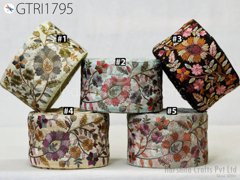 9 Yard Embroidered 8cm Trim Indian Sari Border DIY Crafting Fabric Saree Sewing Decorative Beach Tote Bags Trimmings Ribbons Home Decor