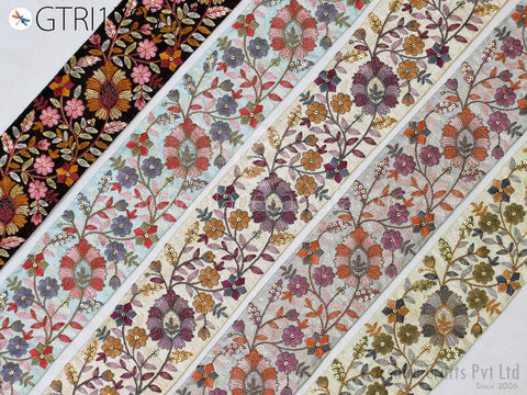 9 Yard Embroidered 8cm Trim Indian Sari Border DIY Crafting Fabric Saree Sewing Decorative Beach Tote Bags Trimmings Ribbons Home Decor
