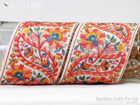 9 Yard Embroidered 85mm Trim Indian Sari Border DIY Crafting Fabric Saree Sewing Decorative Beach Bags Lehenga Trimmings Ribbons Home Decor