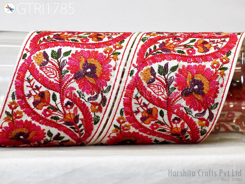 3 Yard Embroidered 9 CM Trim Indian Sari Border DIY Crafting Fabric Saree Sewing Decorative Beach Bags Lehenga Trimmings Ribbons Home Decor