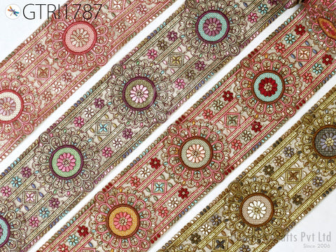 3 Yard Indian Embroidered 9cm Trim Embroidery Saree Ribbon Sewing Embellishment Costumes Accessories DIY Crafting Border Wedding Trimmings