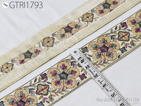 3 Yard Embroidered Trim 8cm Indian Sari Border DIY Crafting Fabric Saree Sewing Decorative Beach Tote Bags Trimmings Ribbons Home Decor