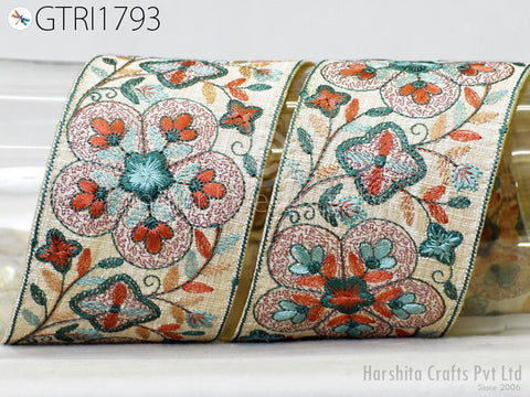 3 Yard Embroidered Trim 8cm Indian Sari Border DIY Crafting Fabric Saree Sewing Decorative Beach Tote Bags Trimmings Ribbons Home Decor