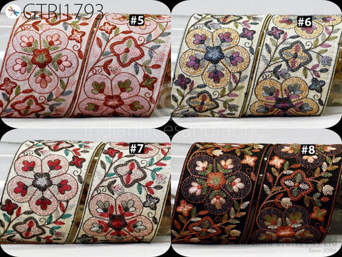3 Yard Embroidered Trim 8cm Indian Sari Border DIY Crafting Fabric Saree Sewing Decorative Beach Tote Bags Trimmings Ribbons Home Decor