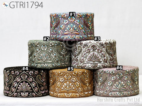 9 Yard Indian Decorative Embroidery Fabric Trim Saree Embellishments DIY Crafting Sewing Curtains Sari Border Embroidered Ribbons