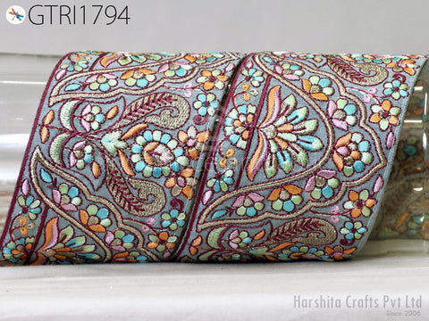 9 Yard Indian Decorative Embroidery Fabric Trim Saree Embellishments DIY Crafting Sewing Curtains Sari Border Embroidered Ribbons