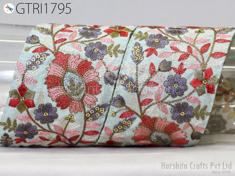 9 Yard Embroidered 8cm Trim Indian Sari Border DIY Crafting Fabric Saree Sewing Decorative Beach Tote Bags Trimmings Ribbons Home Decor