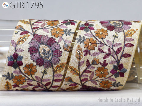 9 Yard Embroidered 8cm Trim Indian Sari Border DIY Crafting Fabric Saree Sewing Decorative Beach Tote Bags Trimmings Ribbons Home Decor