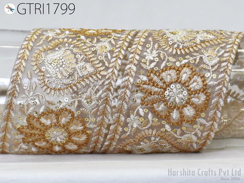 9 Yard Embroidered 8cm Trim Dress Indian Sari Border DIY Crafting Saree Sewing Decorative Beach Tote Bags Trimmings Ribbons Home Decor