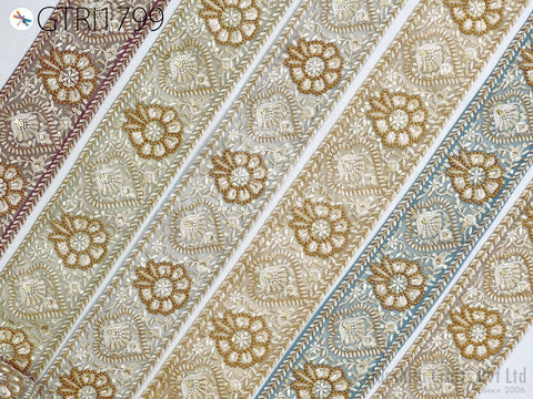 9 Yard Embroidered 8cm Trim Dress Indian Sari Border DIY Crafting Saree Sewing Decorative Beach Tote Bags Trimmings Ribbons Home Decor