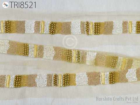 Net fabric trim, Beaded Lace, Exclusive trimming, Décor Suit Border, Wedding Costume Trim, Festive Wear Trimming