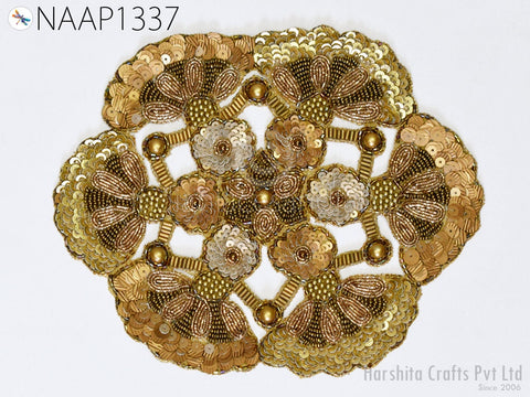 Mandala Gold Patches Sequins Golden Patches Embroidery Rhinestone Appliques Handcrafted Applique Crafting, Appliques For Purses, Applique For Jeans, Decorative Zari Patches