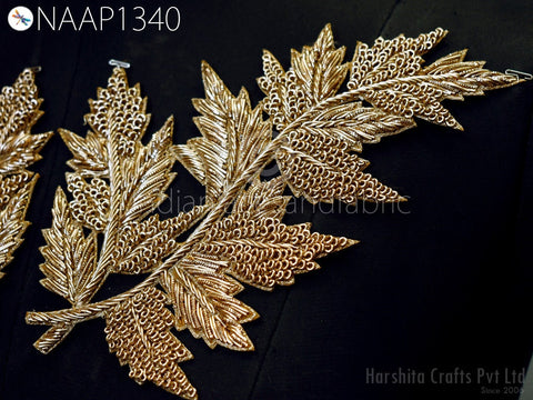 Leaf Appliques Embroidery HandCrafted Appliques Crafting, Christmas applique, Decorative Applique, Golden Appliques
