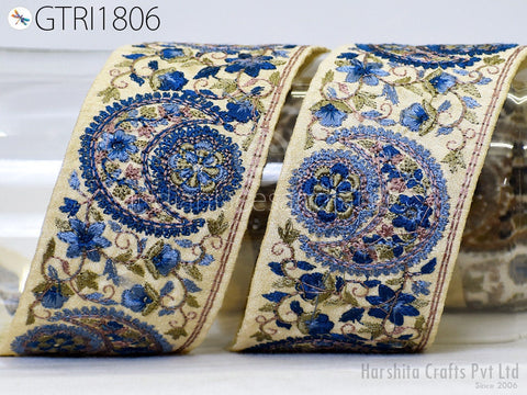 9 Yard Indian Embroidery 5cm Sari Trim Embroidered Wedding lehenga Border Saree Cushions Cover Sewing Crafting Curtains Headbands Ribbon