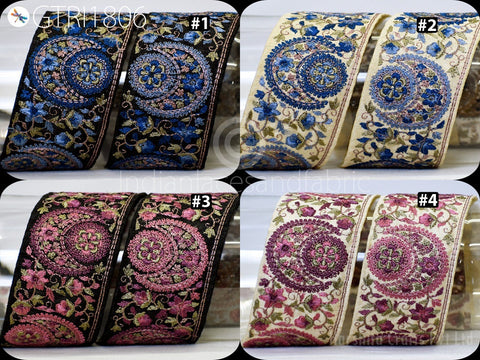 9 Yard Indian Embroidery 5cm Sari Trim Embroidered Wedding lehenga Border Saree Cushions Cover Sewing Crafting Curtains Headbands Ribbon