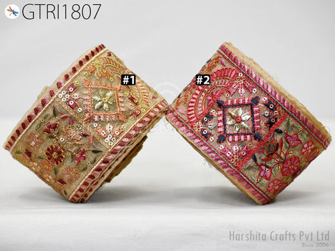 9 Yard Embroidered 75MM Fabric Trim Decorative Indian Embroidery Embellishments Tapes DIY Crafting Sewing Saree Ribbons Sari Border Clutches