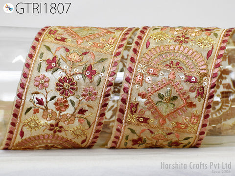 9 Yard Embroidered 75MM Fabric Trim Decorative Indian Embroidery Embellishments Tapes DIY Crafting Sewing Saree Ribbons Sari Border Clutches